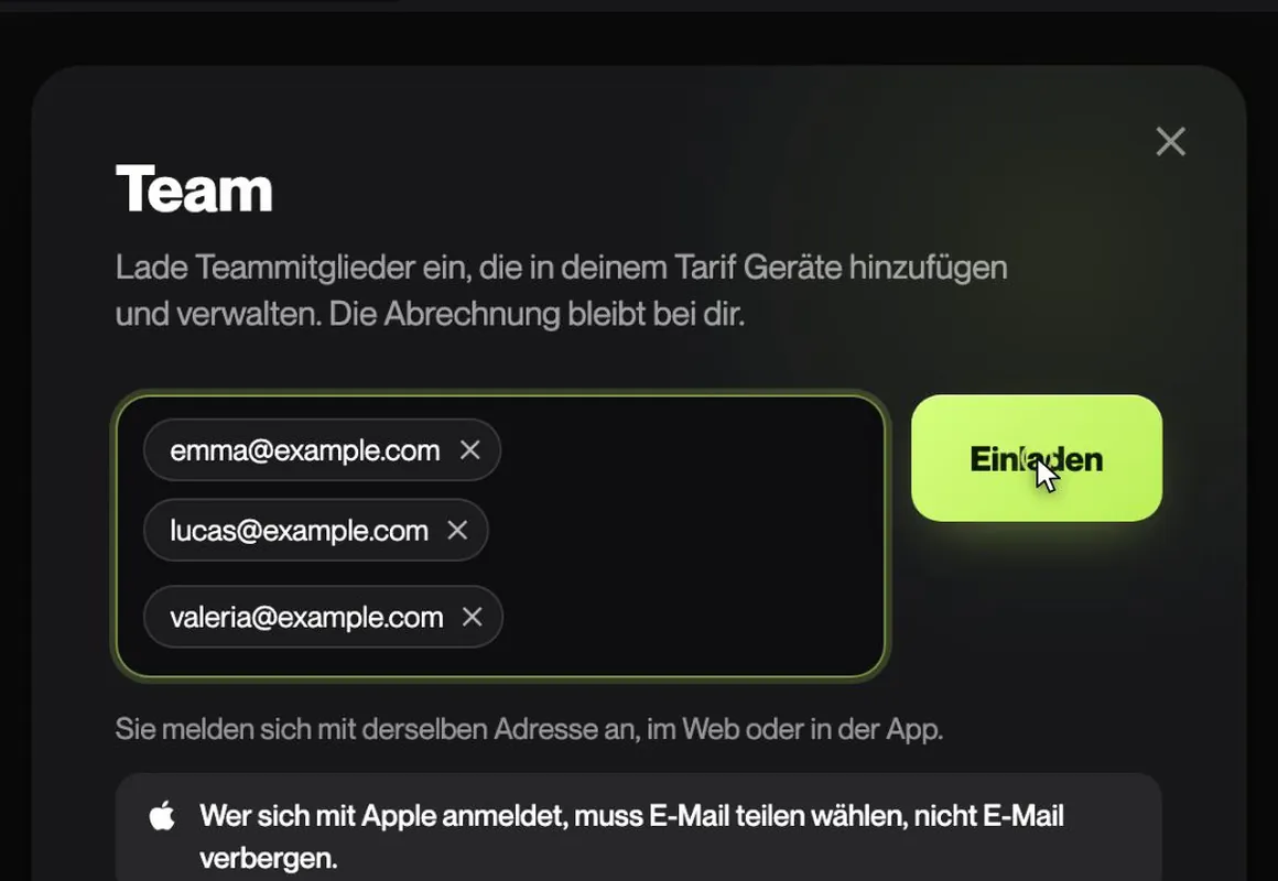 Drei gesendete Einladungen
