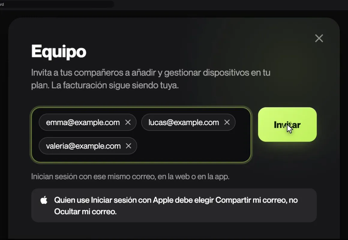 Tres invitaciones enviadas