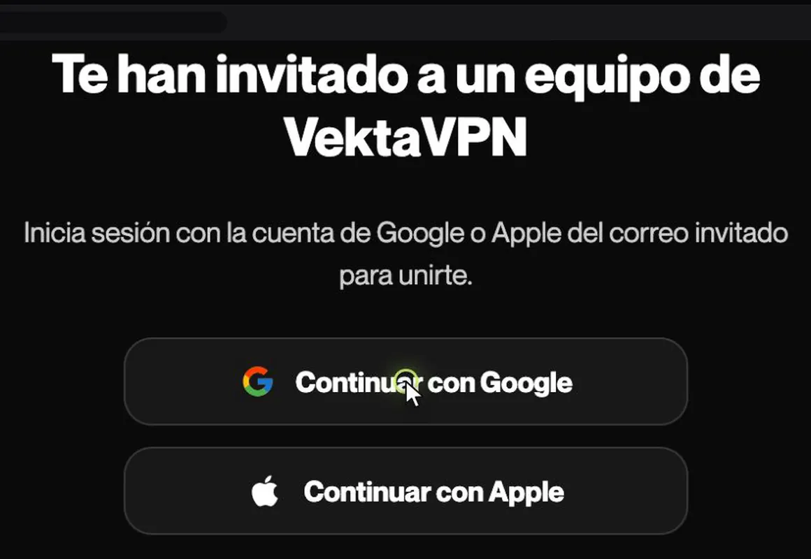 La página para unirse al equipo